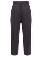 Matchesfashion.com Margaret Howell - High Rise Wool Flannel Wide Leg Trousers - Womens - Navy