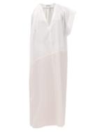 Matchesfashion.com Vika Gazinskaya - Colour-block Cotton-poplin Dress - Womens - Pink White