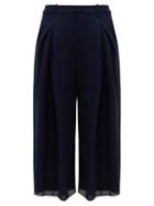 Matchesfashion.com Roland Mouret - Sunway Single-pleated Silk Wide-leg Trousers - Womens - Navy