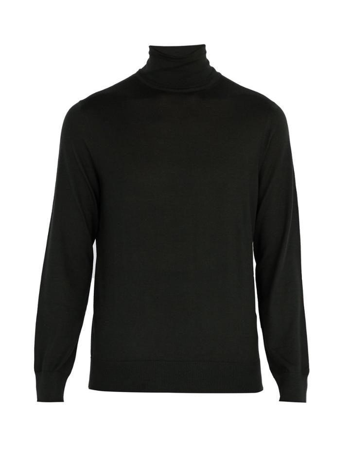 Ermenegildo Zegna Roll-neck Cashmere And Silk-blend Top