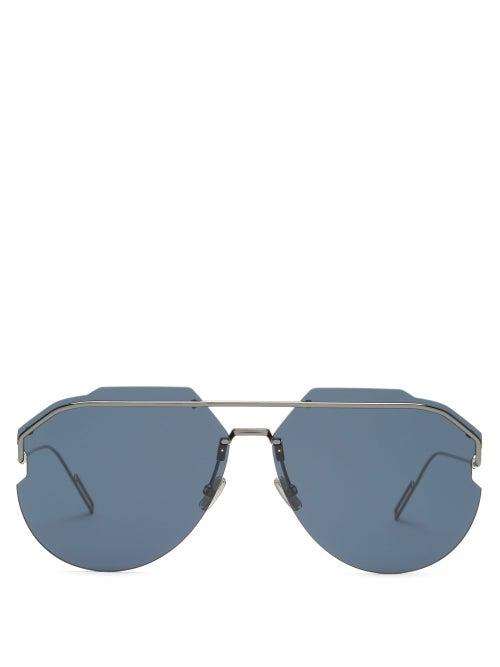 Matchesfashion.com Dior Eyewear - Andiorid Aviator Metal Sunglasses - Mens - Silver