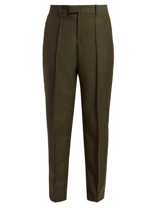 Matchesfashion.com Bottega Veneta - Tapered Crepe Trousers - Womens - Dark Green