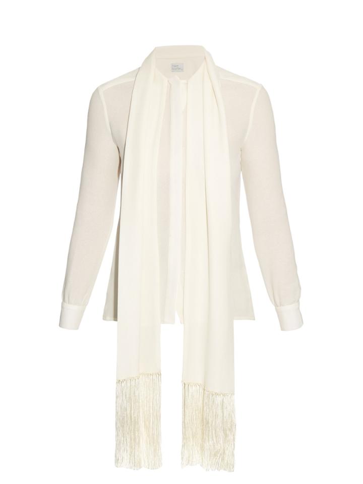Hillier Bartley Fringed-scarf Silk-crepe Blouse
