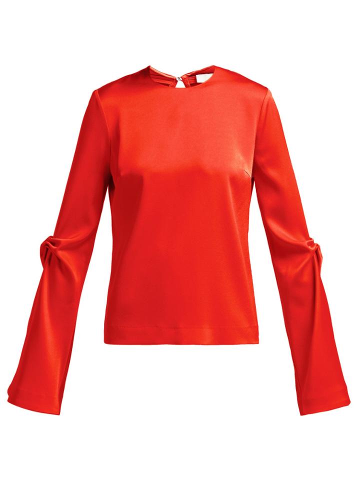 Galvan Satin Flared-sleeve Blouse