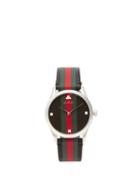Matchesfashion.com Gucci - G Timeless Web Striped Leather Watch - Mens - Black Silver