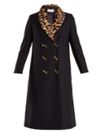Muveil Double-breasted Leopard-print Collar Woven Coat