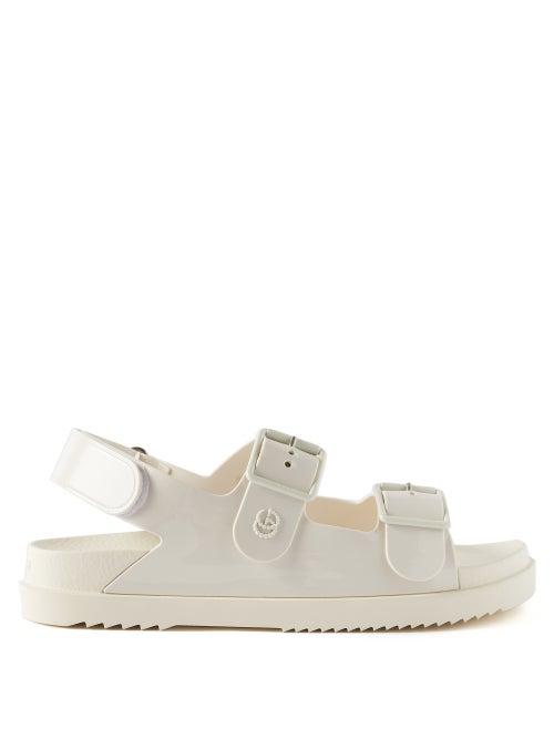 Gucci - Gg-studded Rubber Sandals - Womens - Cream