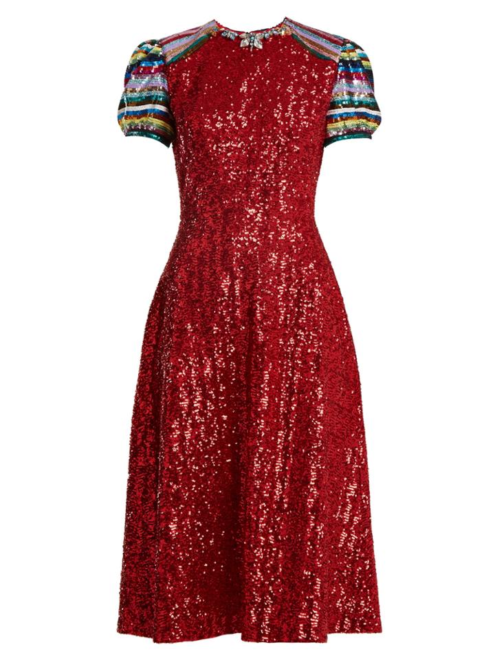 Mary Katrantzou Robin Short-sleeved Sequin-embellished Dress