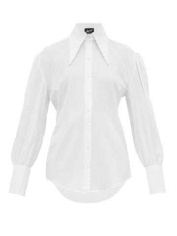 Matchesfashion.com Elzinga - Point Collar Cotton Blouse - Womens - Ivory