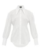 Matchesfashion.com Elzinga - Point Collar Cotton Blouse - Womens - Ivory