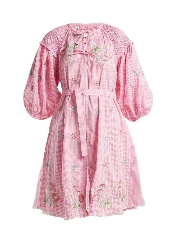 Innika Choo Gingham Balloon-sleeve Cotton Dress