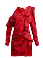 Matchesfashion.com Self-portrait - Azaelea Print One Shoulder Satin Dress - Womens - Red Multi