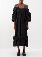 Simone Rocha - Off-the-shoulder Taffeta Dress - Womens - Black