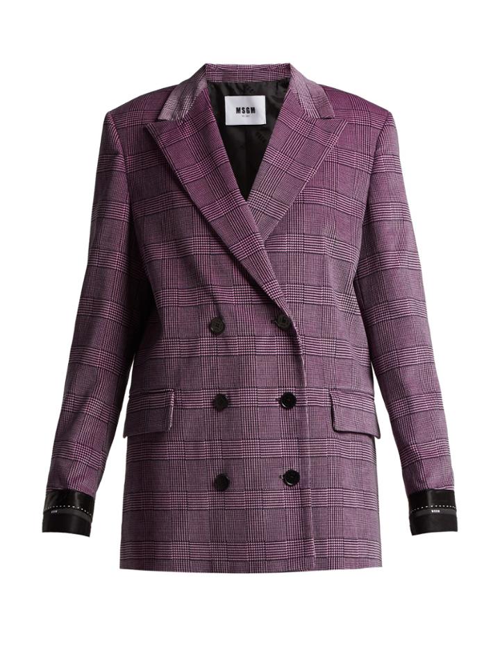 Msgm Prince Of Wales-checked Velvet Blazer