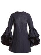 Matchesfashion.com Marques'almeida - Oyster Bell Sleeve Cotton Dress - Womens - Navy