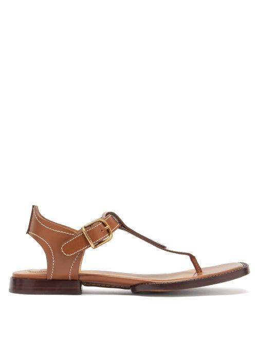 Matchesfashion.com Chlo - Gaile Topstitched Leather Sandals - Womens - Brown