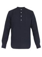 Matchesfashion.com De Bonne Facture - Pop Over Brushed Linen Shirt - Mens - Navy