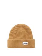 Ganni - Ribbed Recycled Wool-blend Beanie - Womens - Yellow