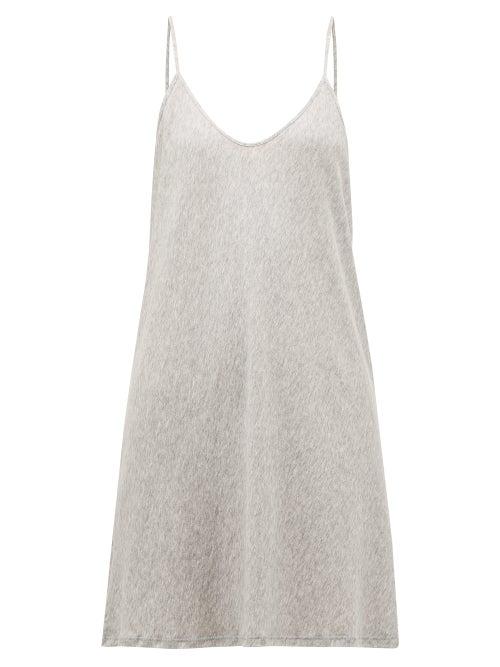 Ladies Lingerie Skin - Scoop-neck Pima-cotton Slip Dress - Womens - Grey