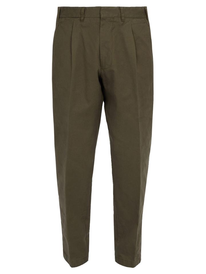 The Gigi Pleated-front Tapered-leg Cotton Trousers