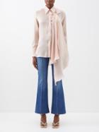 Victoria Beckham - Tie-neck Cutout Crepe Blouse - Womens - Light Pink
