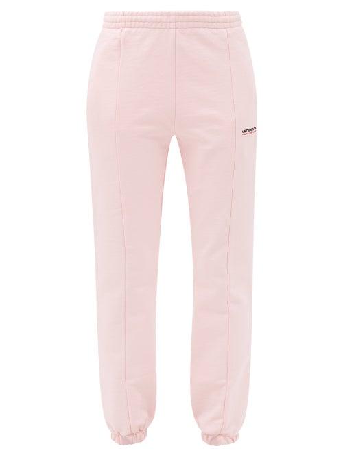Matchesfashion.com Vetements - Haute Couture Logo-embroidered Jersey Track Pants - Womens - Light Pink