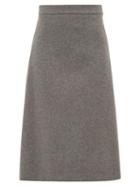 Matchesfashion.com Prada - High Rise Wool Midi Skirt - Womens - Grey