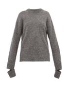 Matchesfashion.com Tibi - Slit Cuff Alpaca Blend Sweater - Womens - Grey