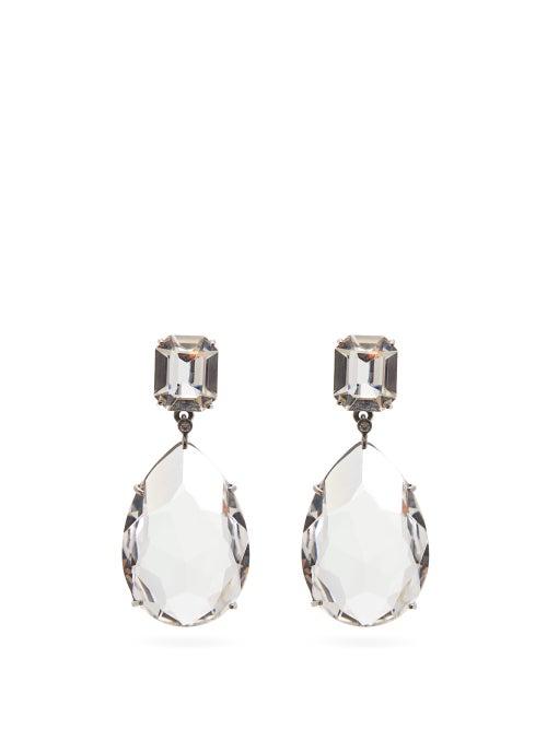Matchesfashion.com Alexander Mcqueen - Crystal Embellished Pear Drop Earrings - Womens - Crystal