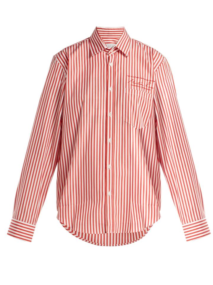 Martine Rose Logo-embroidered Striped Cotton Shirt