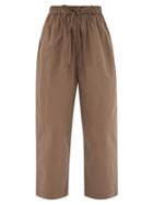Ladies Rtw Co - Cropped Cotton-blend Poplin Trousers - Womens - Brown
