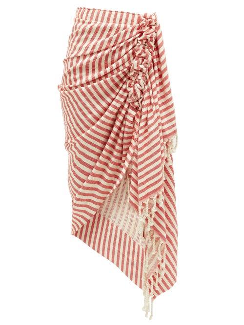 Matchesfashion.com Just Bee Queen - Tulum Striped Organic Cotton Skirt - Womens - Red Stripe