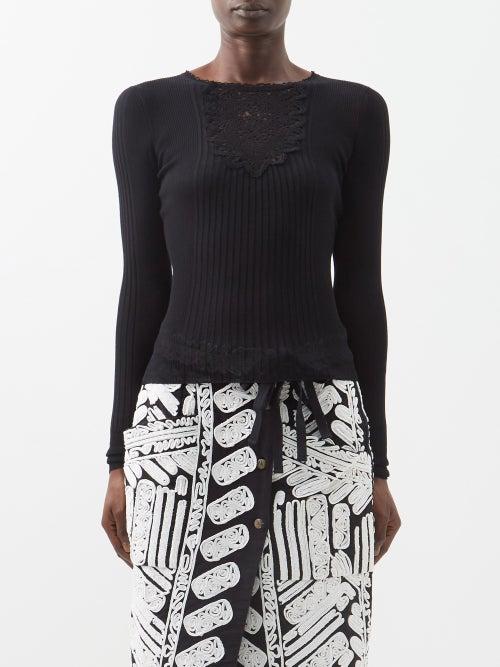 Ulla Johnson - Elsie Crocheted Cotton-blend Sweater - Womens - Black