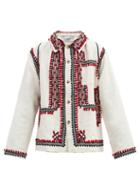 Matchesfashion.com Bode - Pompom-embroidered Linen-blend Canvas Jacket - Mens - White Multi