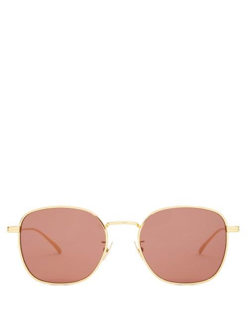 Mens Eyewear Bottega Veneta - Round Metal Sunglasses - Mens - Gold