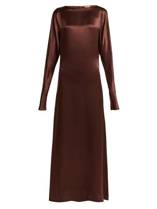 Matchesfashion.com Albus Lumen - Alma Silk Satin Maxi Dress - Womens - Brown