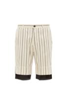 Matchesfashion.com Ann Demeulemeester - Striped Double Layer Satin Shorts - Mens - Black White