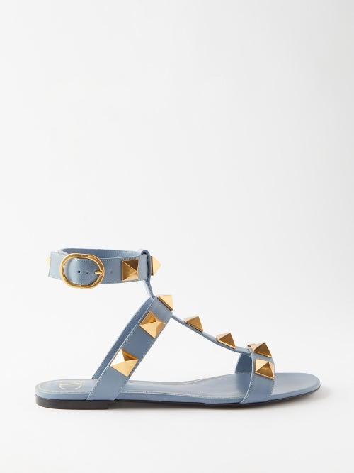 Valentino Garavani - Roman Stud Leather Sandals - Womens - Blue