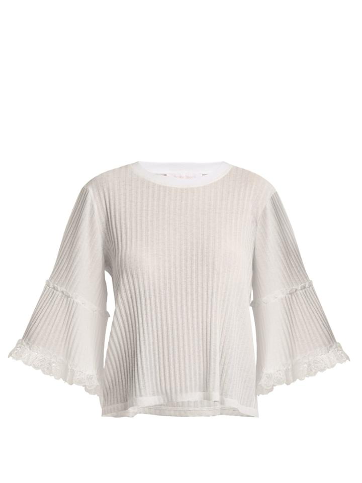 See By Chloé Lace-trimmed Ribbed-jersey Top