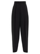 Ladies Rtw The Row - Bonnie Pleated Crepe Tapered-leg Trousers - Womens - Black