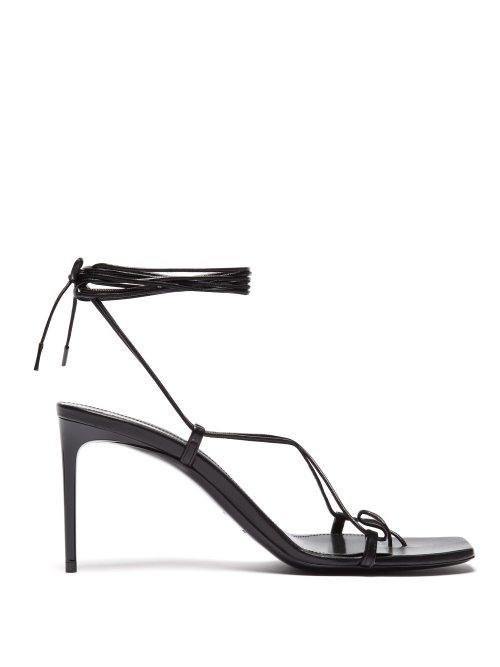 Matchesfashion.com Saint Laurent - Paris Wrap Around Leather Sandals - Womens - Black