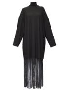 Matchesfashion.com Balenciaga - Fringed-hem Roll-neck Maxi Dress - Womens - Black
