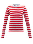 Ganni - Buttoned-shoulder Striped Sweater - Womens - Red Multi
