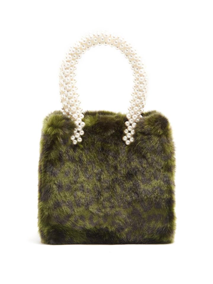 Shrimps Una Leopard-print Faux-fur Bag