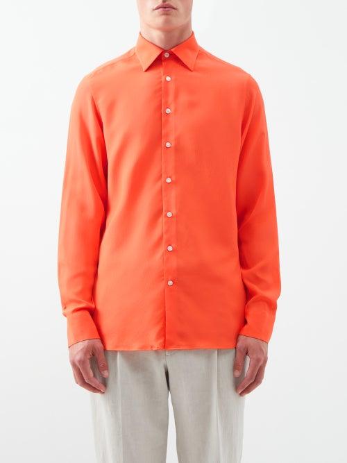 Etro - Poplin Shirt - Mens - Orange