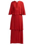 Matchesfashion.com Zeus + Dione - Callas Tiered Silk Maxi Dress - Womens - Red