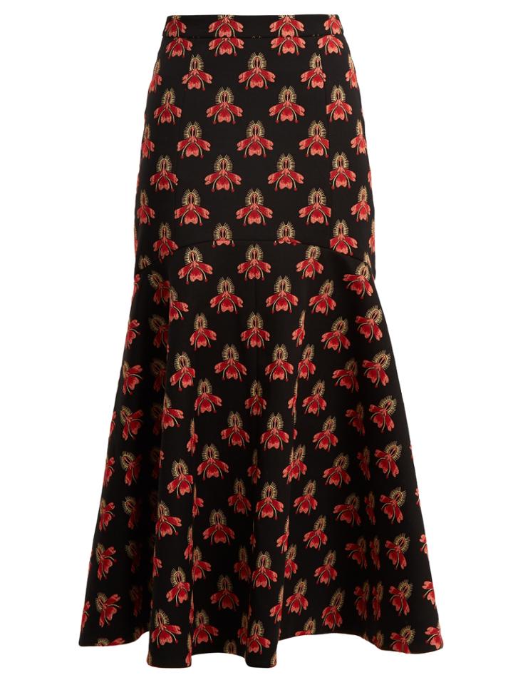 Temperley London Jupiter Flared Floral-jacquard Midi Skirt