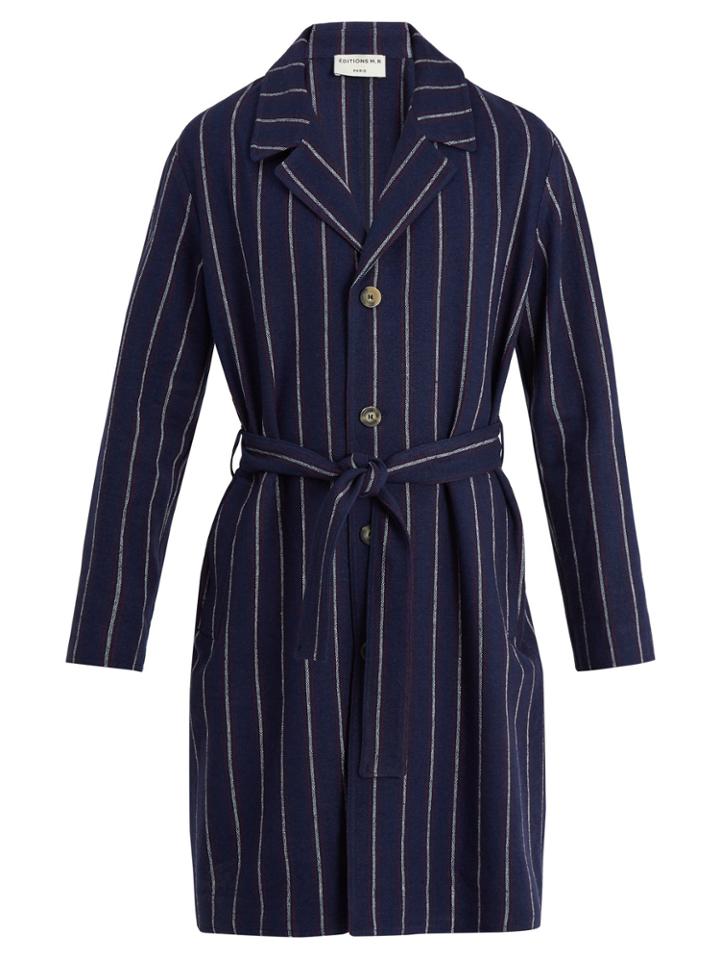 Éditions M.r Notch-lapel Striped Linen-blend Overcoat