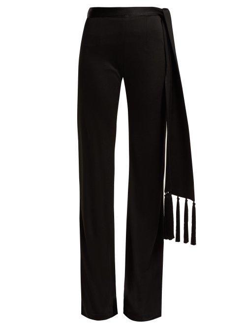 Matchesfashion.com Galvan - Vesper Tassel Belt Flared Trousers - Womens - Black