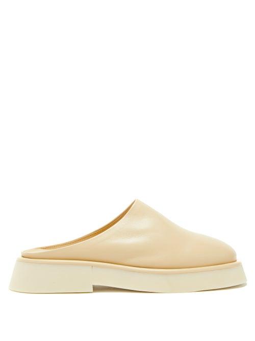 Wandler - Rosa Leather Backless Loafers - Womens - Beige